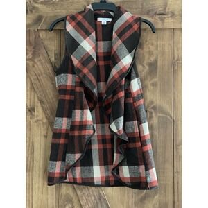 Christopher & Banks Red and Black Checkered Vest